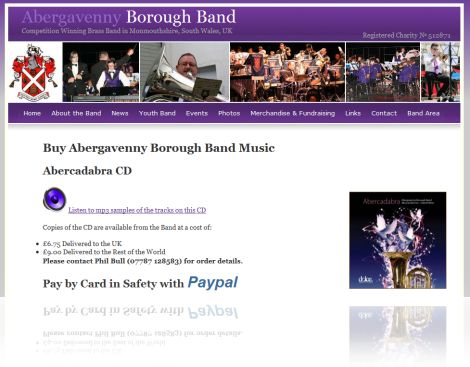 Screenshot of Abergavenny Borough Band website