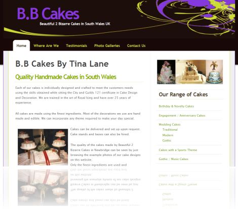 Screenshot of Beautiful 2 Bizarre Cakes website