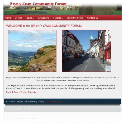 Screenshot of Bryn y Cwm Forum website