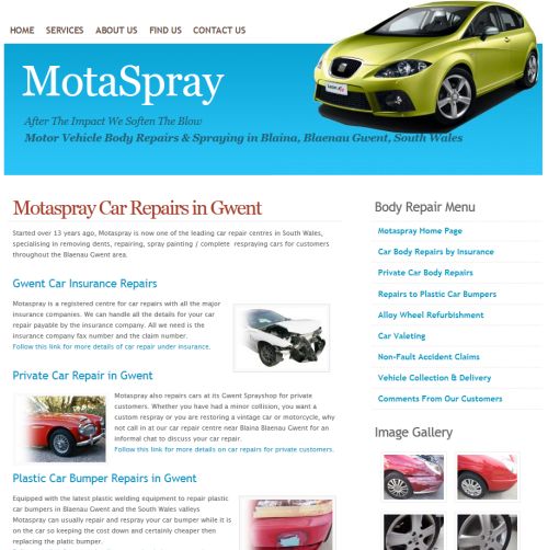 Screenshot of Motaspray website
