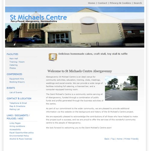 Screenshot of St Michaels Centre website