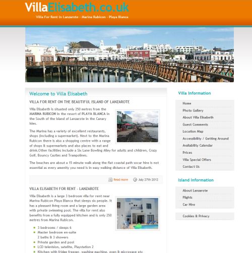 Screenshot of Villa Elisabeth website