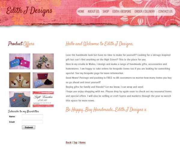 Screenshot of Edith J website
