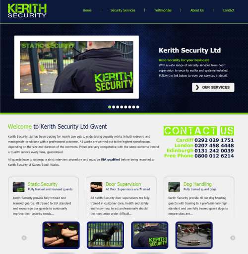 Screenshot of Kerith Security website
