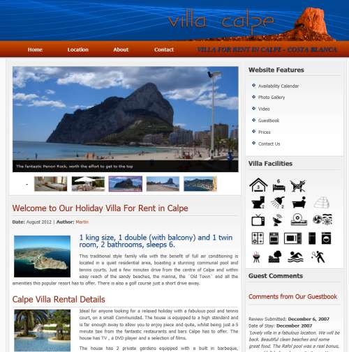 Screenshot of Villa Calpe website